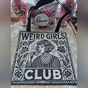 Weird Girls Club Black and White Tote Bag NWOT